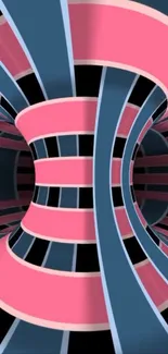 Abstract pink and blue spiral wallpaper design.