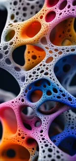 Colorful abstract mesh structure phone wallpaper.
