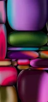 Vibrant geometric abstract wallpaper with colorful shapes.