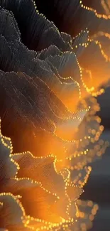 Vibrant abstract wallpaper with orange and black patterns.