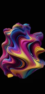 Colorful abstract wallpaper with vibrant swirls on a black background.