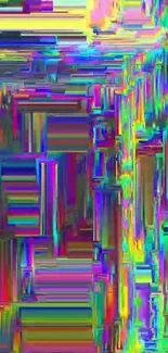 Vibrant abstract wallpaper with colorful glitch design.