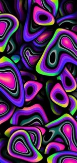 Vibrant abstract wallpaper with neon swirls and patterns in magenta hues.