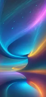 Abstract swirling light wallpaper in vibrant colors.