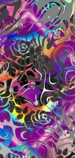 Colorful abstract wallpaper with swirling patterns.