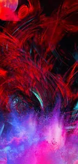 Vibrant abstract wallpaper with red, purple, and blue hues, perfect for phones.