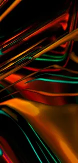 Vibrant abstract orange and teal art wallpaper.