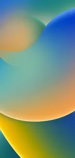 Vibrant abstract wallpaper with blue, orange, and green gradients for mobile devices.