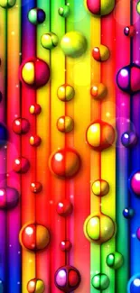 Vibrant abstract wallpaper with colorful 3D spheres.