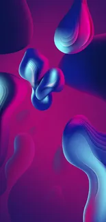 Vibrant abstract wallpaper with flowing blue and purple shapes.