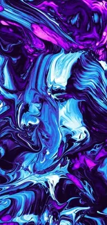 Vibrant abstract phone wallpaper with swirling blue and purple colors.