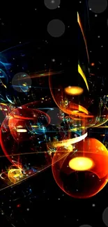 Vibrant abstract digital art wallpaper with bold colors on a dark background.