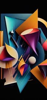 Vibrant abstract wallpaper with geometric shapes and vivid colors.