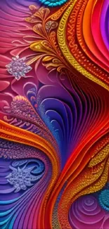 Vibrant abstract wallpaper with swirling multicolored patterns