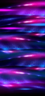 Vibrant abstract wallpaper with pink and blue waves creating a dynamic pattern.