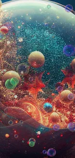 Vibrant abstract wallpaper with cosmic spheres