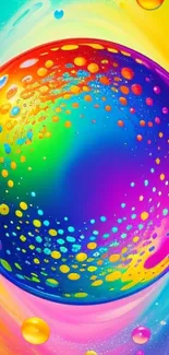 Vibrant abstract mobile wallpaper with rainbow colors and dynamic patterns.