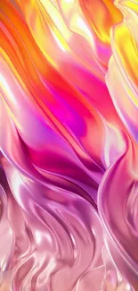 Vibrant abstract wallpaper with pink, orange, and yellow swirls.