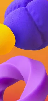 Vibrant abstract wallpaper with purple, yellow, and orange elements.