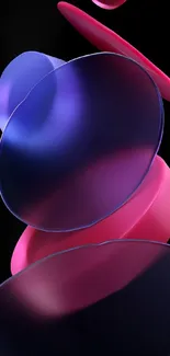 Vibrant abstract wallpaper with purple and pink spheres on a black background.