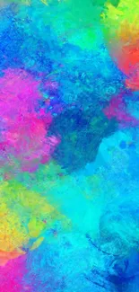 Vibrant abstract mobile wallpaper with colorful brush strokes.