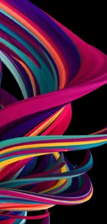 Vibrant abstract ribbons on a mobile wallpaper.