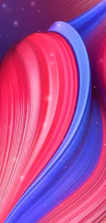 Vibrant abstract wallpaper with red and blue dynamic waves for mobile phones.