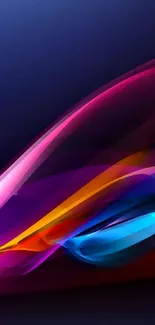 Colorful abstract waves on dark blue background wallpaper.