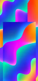 Vibrant abstract wallpaper with colorful gradients in blue, orange, and pink.