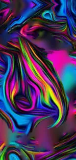 Vibrant neon abstract wallpaper with swirling patterns and dynamic colors.