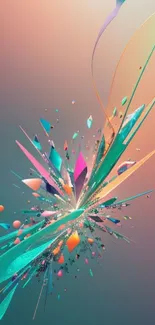 Vibrant abstract design with dynamic shapes and lively colors on mobile wallpaper.