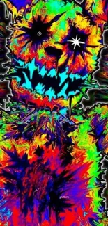 Vivid and colorful abstract monster design wallpaper.