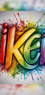 Colorful abstract name art with splatter effect.