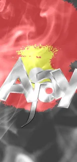 Abstract name art wallpaper with red, yellow, and black colors.