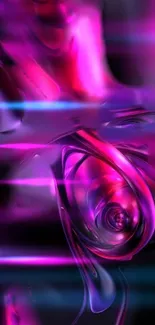 Vibrant neon abstract wallpaper with fluid shapes and pink hues.