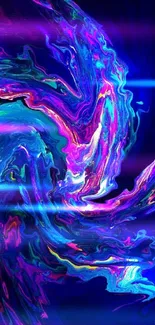 Vibrant neon abstract swirl wallpaper with shades of blue and pink.