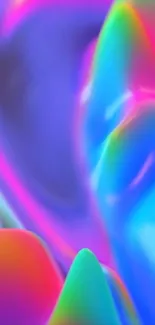 Colorful abstract neon wallpaper with vibrant fluid shapes.