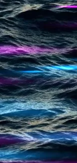 Vibrant abstract ocean waves wallpaper with blue, pink, and purple hues.