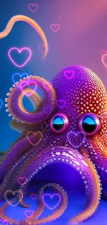 Colorful abstract octopus on a vivid background.