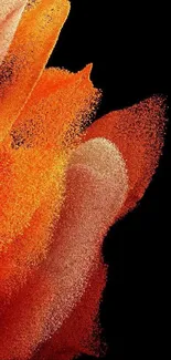 Vibrant abstract orange art with textured brush strokes.