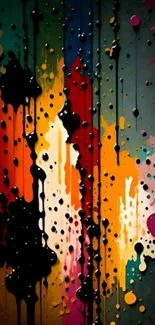 Abstract mobile wallpaper with vibrant paint drips in dynamic colors.