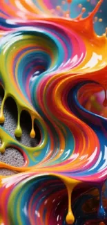 Vibrant abstract paint splash with swirling colors.