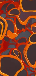Abstract orange and black patterned wallpaper design.