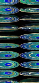 Abstract pattern wallpaper with colorful circles in teal and blue tones.