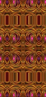 Vibrant gold abstract pattern wallpaper with symmetry