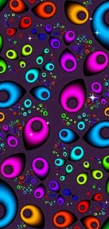 Vibrant abstract pattern with colorful circular designs.