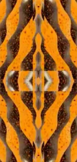 Vibrant abstract mobile wallpaper with orange and black patterns.