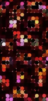A vibrant abstract pattern wallpaper with colorful geometric shapes.