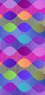 Vibrant abstract wallpaper with geometric patterns in multicolor hues.