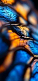 Vibrant abstract pattern with blue and orange hues.